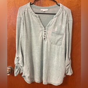 Women's Light Blue Button-Up Top